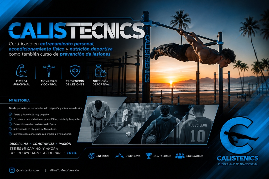 CALISTECNICS — Branding deportivo, marca personal de calistenia, acondicionamiento físico y nutrición